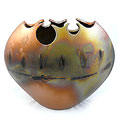 Copper Patina Elliptical Wave Vase