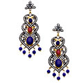 Triple Leaf Lapis Chandelier Earrings