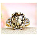 JeGem 14k Yellow Gold Smoky Quartz, Diamond Ring Jewelry
