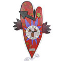 Time Flies Carved Wood Folk Heart Clock
